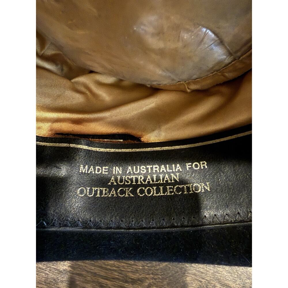 Australian Outback Collection Mens Black Genuine Leather Cowboy Hat Size 7 57 - Picture 9 of 12